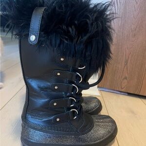 SOREL Black Glitter Fur-Lined Boots